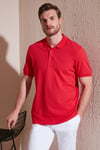 Pamuklu Regular Fit Düğmeli Erkek Polo Yaka T Shirt 5902127 KIRMIZI