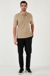 Pamuklu Regular Fit Düğmeli Erkek Polo Yaka T Shirt 5902127 VİZON