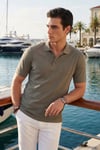 Pamuklu Regular Fit Düğmeli Erkek Polo Yaka T Shirt 5902127 HAKİ