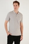 Pamuklu Regular Fit Düğmeli Erkek Polo Yaka T Shirt 5902739 AÇIK GRİ