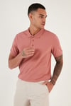 Pamuklu Regular Fit Düğmeli Erkek Polo Yaka T Shirt 5902127 GÜL