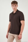 Pamuklu Regular Fit Düğmeli Erkek Polo Yaka T Shirt 5902127 KAHVE