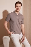 Pamuklu Regular Fit Düğmeli Erkek Polo Yaka T Shirt 5902739 VİZON