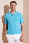 Pamuklu Regular Fit Düğmeli Erkek Polo Yaka T Shirt 5902127 TURKUAZ