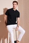 Pamuklu Regular Fit Düğmeli Erkek Polo Yaka T Shirt 5902739 SİYAH