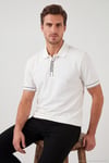 Pamuklu Regular Fit Düğmeli Polo T Shirt Erkek Polo Yaka T Shirt 5904073 BEYAZ