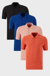 Pamuklu Regular Fit Düğmeli Polo Yaka 4'lü Paket Erkek T Shirt 5902127S4 Siyah-Saks-Tarçın-Pudra