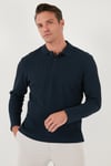 Pamuklu Regular Fit Düğmeli Polo Yaka Erkek Sweat 5905708 LACİVERT
