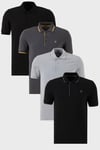 Pamuklu Regular Fit Düğmeli Polo Yaka 4'lü Paket T Shirt Erkek Polo Yaka T Shirt 590211827S4 Siyah-Siyah-Antrasit-Gri Melanj