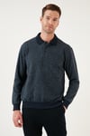 Pamuklu Regular Fit Düğmeli Polo Yaka Erkek Kazak 456211 LACİVERT