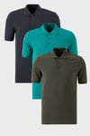 Pamuklu Regular Fit Düğmeli Polo Yaka 3'lü Paket Erkek T Shirt 5902127S3 Haki-Antrasit-Benetton