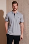 Pamuklu Regular Fit Düğmeli Polo Yaka 3'lü Paket Erkek T Shirt 590211827S3 Gri Melanj-İndigo-Taş