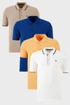Pamuklu Regular Fit Düğmeli Polo Yaka 4'lü Paket T Shirt Erkek Polo Yaka T Shirt 590211827S4 Hardal-Saks-Beyaz-Vizon