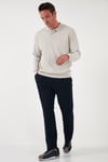 Pamuklu Regular Fit Düğmeli Polo Yaka Erkek Sweat 5905739 TAŞ