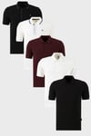 Pamuklu Regular Fit Düğmeli Polo Yaka 5'li Paket Erkek T Shirt 590211827S5 Siyah-Beyaz-Siyah-Beyaz-Vişne