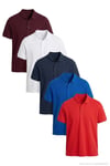 Pamuklu Regular Fit Düğmeli Polo Yaka 5'li Paket Erkek T Shirt 5902127S5 Beyaz-Kırmızı-Vişne-İndigo-Saks