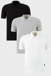 Pamuklu Regular Fit Düğmeli Polo Yaka 3'lü Paket Erkek T Shirt 590211827S3 Siyah-Beyaz-Gri Melanj