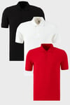 Pamuklu Regular Fit Düğmeli Polo Yaka 3'lü Paket Erkek T Shirt 5902127S3 SİYAH-BEYAZ-KIRMIZI