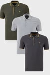 Pamuklu Regular Fit Düğmeli Polo Yaka 3'lü Paket Erkek T Shirt 590211827S3 Antrasit-Gri Melanj-Hakisarı