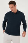 Pamuklu Regular Fit Düğmeli Polo Yaka Erkek Sweat 5905708 LACİVERT