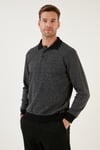 Pamuklu Regular Fit Düğmeli Polo Yaka Erkek Kazak 456211 GRİ