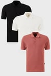 Pamuklu Regular Fit Düğmeli Polo Yaka 3'lü Paket Erkek T Shirt 5902127S3 Siyah-Beyaz-Gül