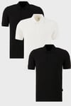 Pamuklu Regular Fit Düğmeli Polo Yaka 3'lü Paket Erkek T Shirt 5902127S3 Siyah-Beyaz-Siyah