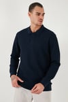 Pamuklu Regular Fit Düğmeli Polo Yaka Erkek Sweat 5905739 KOYU LACİVERT
