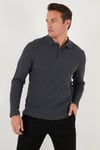 Pamuklu Regular Fit Düğmeli Polo Yaka Erkek Sweat 5905708 ANTRASİT