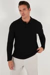 Pamuklu Regular Fit Düğmeli Polo Yaka Erkek Sweat 5905708 SİYAH