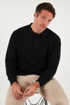 Pamuklu Regular Fit Düğmeli Polo Yaka Erkek Sweat 5905739 SİYAH