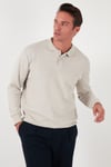 Pamuklu Regular Fit Düğmeli Polo Yaka Erkek Sweat 5905739 TAŞ