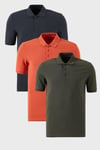 Pamuklu Regular Fit Düğmeli Polo Yaka 3'lü Paket Erkek T Shirt 5902127S3 Antrasit-Haki-Tarçın