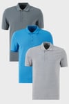 Pamuklu Regular Fit Düğmeli Polo Yaka 3'lü Paket Erkek T Shirt 5902127S3 Koyu Mavi-Açık Haki-Gri Melanj