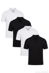 Pamuklu Regular Fit Düğmeli Polo Yaka 4'lü Paket Erkek T Shirt 5902127S4 Siyah-Beyaz-Beyaz-Siyah