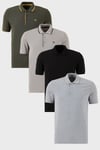 Pamuklu Regular Fit Düğmeli Polo Yaka 4'lü Paket T Shirt Erkek Polo Yaka T Shirt 590211827S4 Siyah-Hakisarı-Taş-Gri Melanj