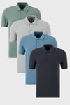 Pamuklu Regular Fit Düğmeli Polo Yaka 4'lü Paket Erkek T Shirt 5902127S4 Antrasit-Mavi-Elma Yeşili-Kül