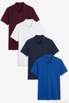 Pamuklu Regular Fit Düğmeli Polo Yaka 4'lü Paket Erkek T Shirt 5902127S4 Beyaz-Vişne-İndigo-Saks