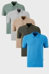 Pamuklu Regular Fit Düğmeli Polo Yaka 5'li Paket Erkek T Shirt 5902127S5 Haki-Elma Yeşili-Koyu Mavi-Kül-Vizon