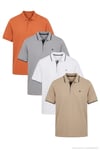 Pamuklu Regular Fit Düğmeli Polo Yaka 4'lü Paket T Shirt Erkek Polo Yaka T Shirt 590211827S4 Beyaz-Taş-Vizon-Tarçın