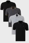Pamuklu Regular Fit Düğmeli Polo Yaka 4'lü Paket T Shirt Erkek Polo Yaka T Shirt 590211827S4 Siyah-Siyah-Antrasit-Gri Melanj