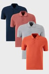 Pamuklu Regular Fit Düğmeli Polo Yaka 4'lü Paket Erkek T Shirt 5902127S4 İndigo-Gri Melanj-Tarçın-Gül