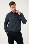 Pamuklu Regular Fit Düğmeli Polo Yaka Erkek Kazak 456211 LACİVERT