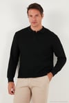 Pamuklu Regular Fit Düğmeli Polo Yaka Erkek Sweat 5905739 SİYAH