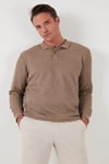 Pamuklu Regular Fit Düğmeli Polo Yaka Erkek Sweat 5905739 KOYU VİZON