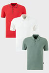 Pamuklu Regular Fit Düğmeli Polo Yaka 3'lü Paket Erkek T Shirt 590211827S3 Kırmızı-Beyaz-Elma Yeşili
