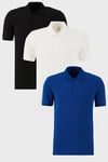 Pamuklu Regular Fit Düğmeli Polo Yaka 3'lü Paket Erkek T Shirt 5902127S3 Siyah-Saks-Beyaz