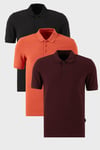 Pamuklu Regular Fit Düğmeli Polo Yaka 3'lü Paket Erkek T Shirt 5902127S3 Siyah-Vişne-Tarçın
