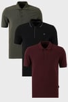 Pamuklu Regular Fit Düğmeli Polo Yaka 3'lü Paket Erkek T Shirt 590211827S3 Vişne-Haki-Siyah