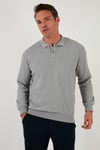 Pamuklu Regular Fit Düğmeli Polo Yaka Erkek Sweat 5905739 GRİ